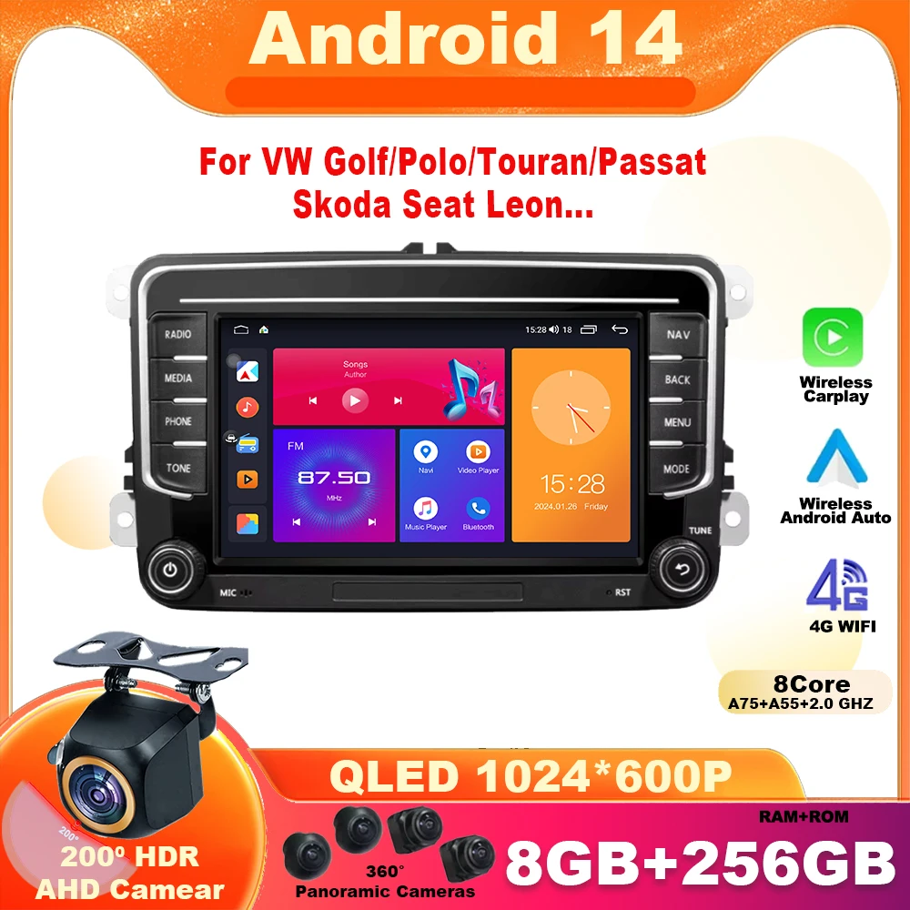 

Android14 For VW Volkswagen Skoda Octavia Golf 5 6 Touran Passat B6 Polo Jetta 2Din Multimedia Player Navigazione Car Radio GPS