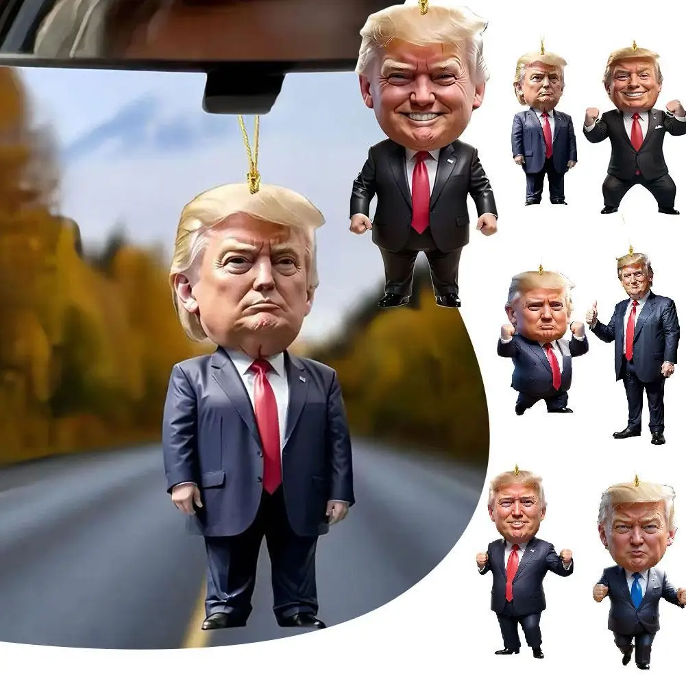 Funny Cartoon President Pendant Acrylic Flat Pendant President Trummp Cartoon Car Ornaments Christmas Ornaments Funny L1E7