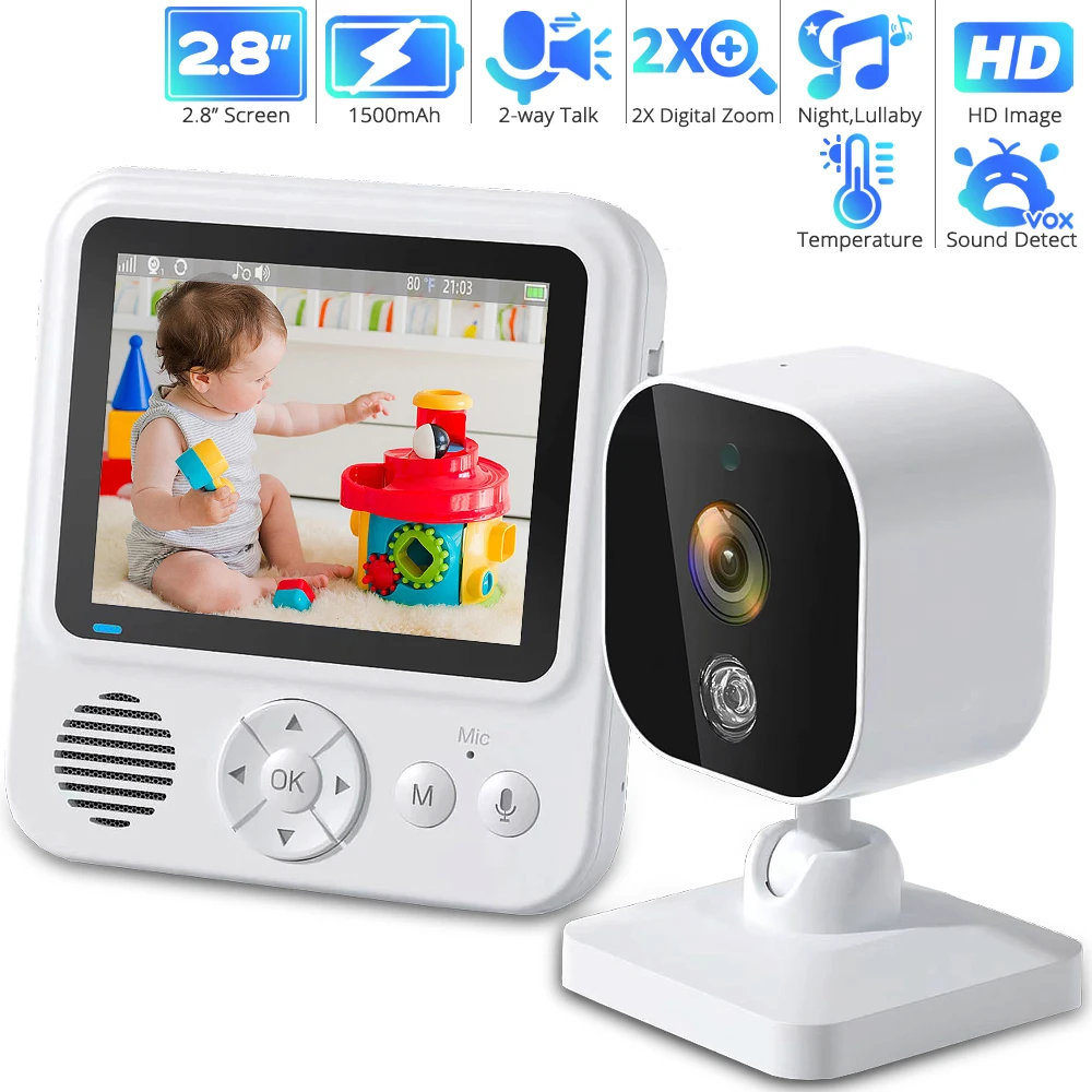 

2.8 Inch Wireless Baby Monitor with Camera IPS Screen Babyphones 2X Zoom Night Vision Baby Nanny Camera 2-way Audio Babysittr