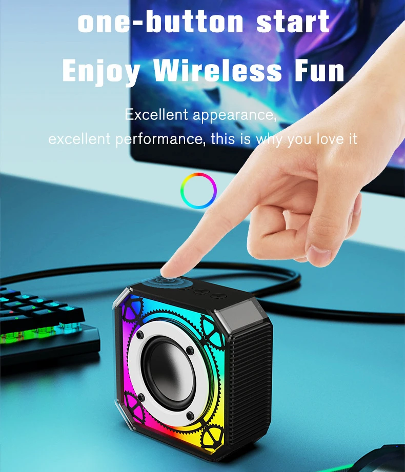 Bluetooth Speaker Color Light with TF Card Outdoor Portable Subwoofer Wireless Multi-function Desktop Mini Mecha Boombox 휴대용스피커