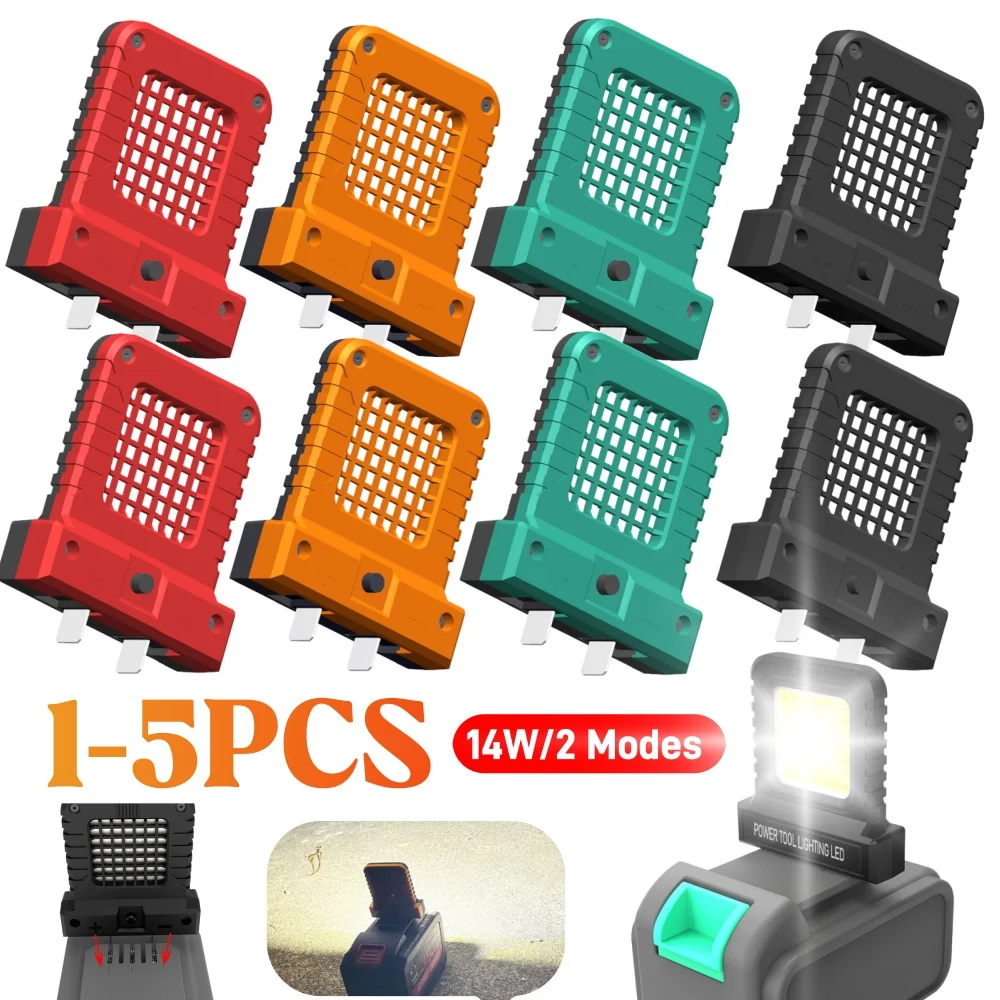 

1-5X 14W LED Power Tool Parts For Makita For Milwaukee For Bosch For DeWALT For Parkside For Hitachi Lithium Battery Work Lights