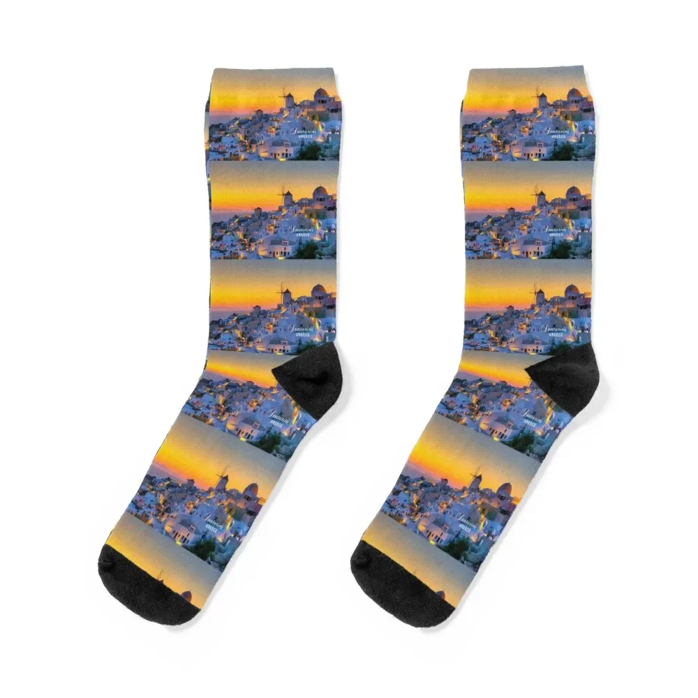 Santorini, Greece - Spectacular Sunset at Oia Socks cool sports stockings Men's Socks Women's