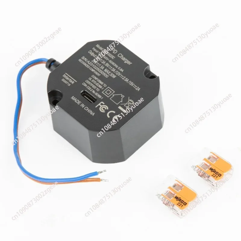 

AC to TYPEC power supply, maximum power 30W, 100-240V