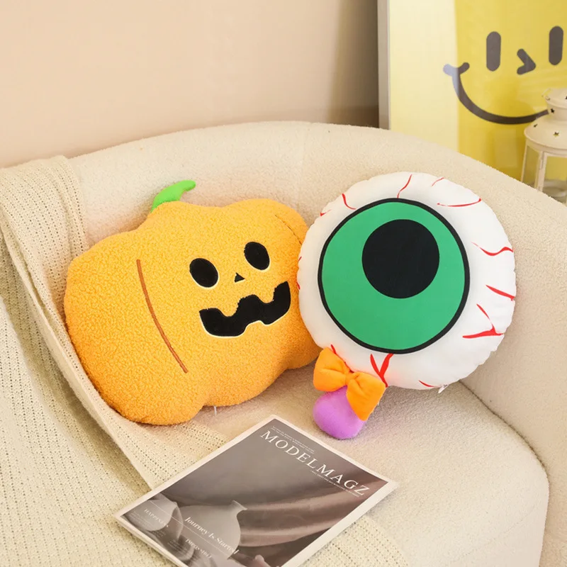 Spooky Halloween pumpkin ghost throw pillow doll cartoon eyeball candy plush living room sofa cushion