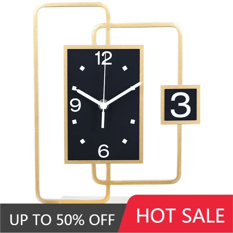 Luxury Desktop Clock Living Room Modern 3d Wall Clock Metal Gold Clocks Table Watch Desk Clock Relogio De Mesa Home Decoration