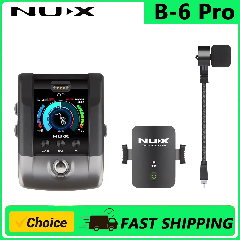 Micrófono Inalámbrico para Saxofón NUX B6 PRO, Micrófono Profesional Portátil para Actuaciones en Exteriores