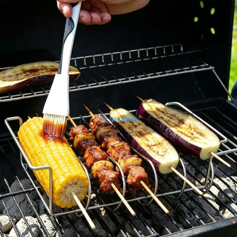 F92C Nonstick Rib Rack Stainless Steel Grilling For Roasting Vegetable Seafood