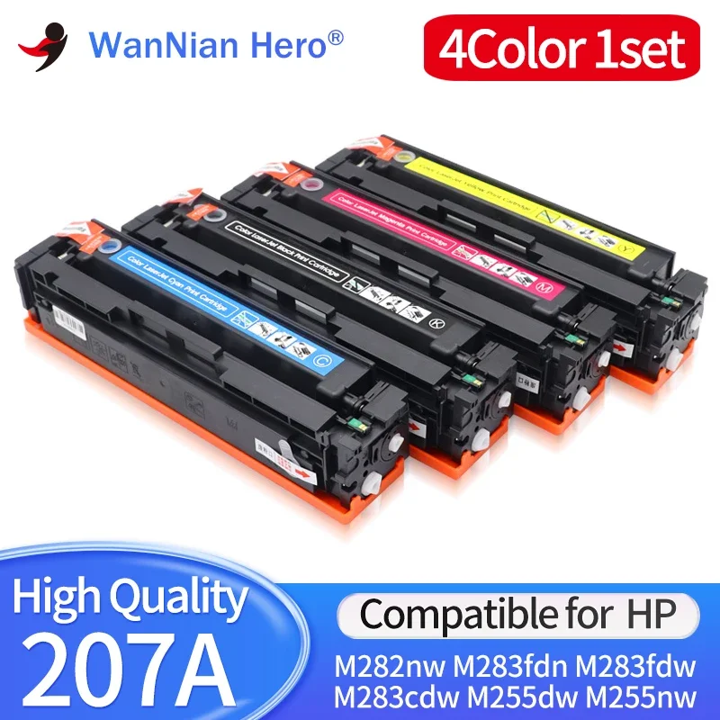 1set 4Color Compatible For HP 207a Toner Cartridge M282nw M283fdn M283fdw M283cdw M255dw M255nw W2210A 206a W2110A Color Printer