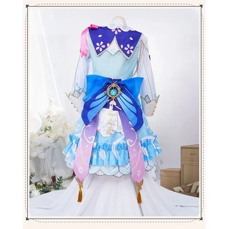 Game Genshin Impact Kamisato Ayaka New Skin Cosplay Costume Ayaka New Outfit Springbloom Missive Dress Hat Wig