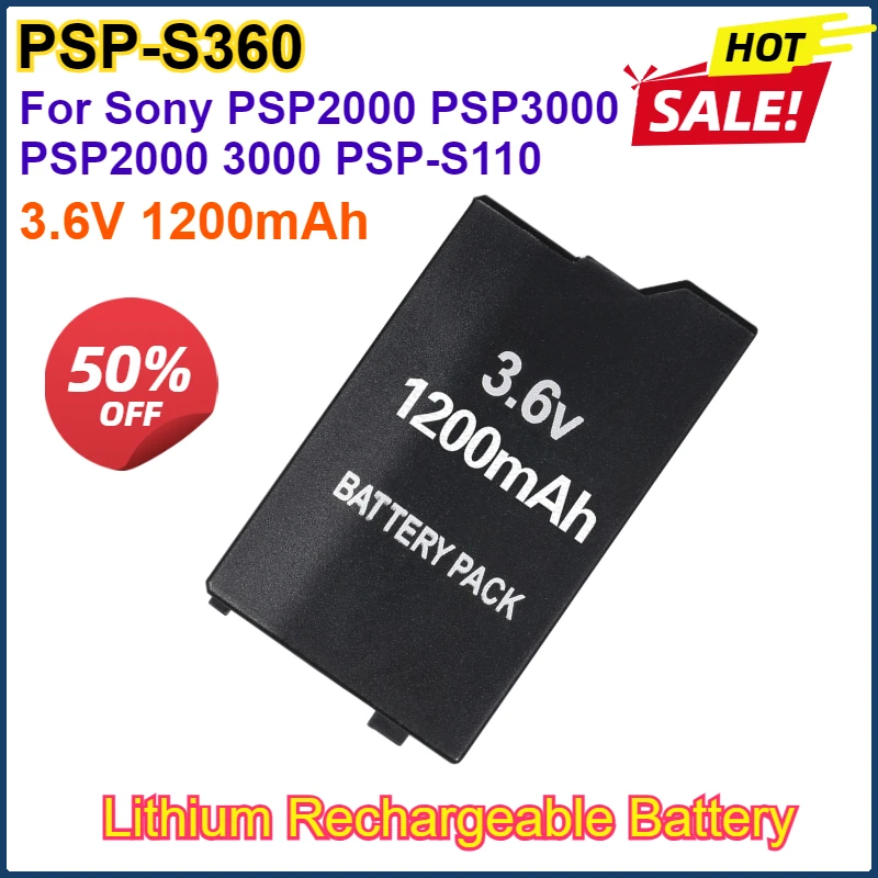 

PSP-S360 3.6V 1200mAh Lithium Rechargeable Battery For Sony PSP2000 PSP3000 PSP 2000 3000 PSP-S110 PlayStation Portable Gamepad