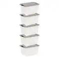 

Plastic Storage Bins with Lids, Clear, Latching, Stackable, Totes 5Pk