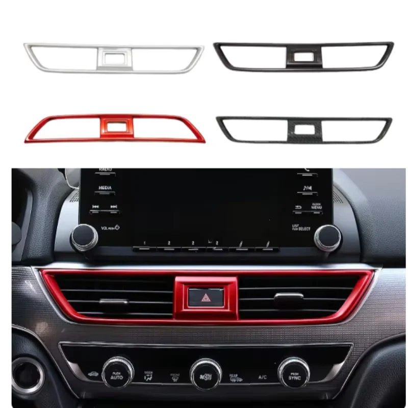 

For Honda Accord 10th 2018 -2022 ABS Matte and Carbon fibre Car middle air outlet Decoration Cover trim car styling Accessories