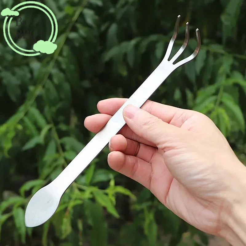 

(BBQ4) 1 шт. Ручной инструмент для рыхления почвы из нержавеющей стали с 3 зубьями для бонсай и горшечных растений, нержавеющий, для домашнего садоводства