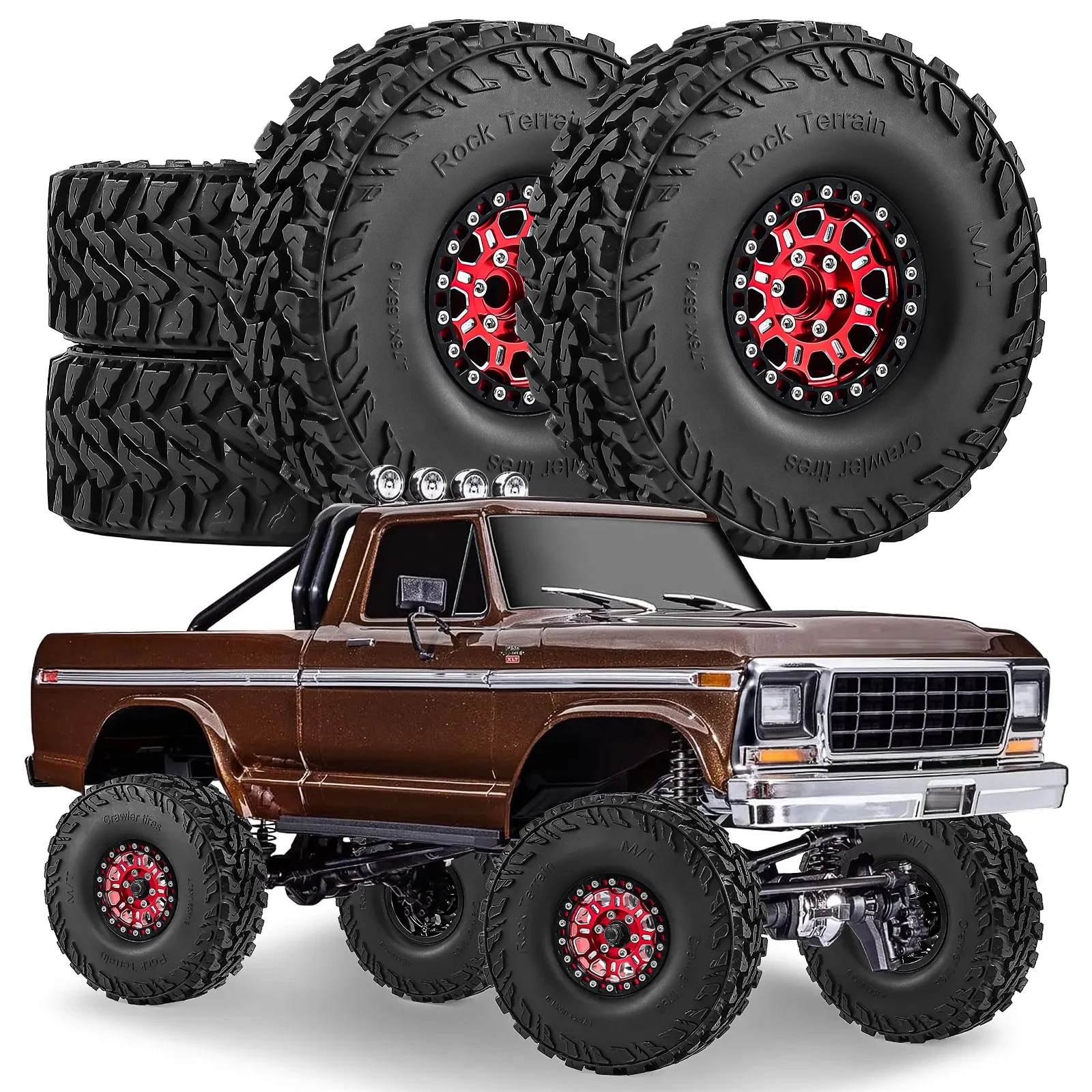 

1.9 inch Rubber Tires Beadlock Wheels Rims Set for 1/10 RC Crawler Car Traxxas TRX4 Axial SCX10 90046 90047 MST HSP Redcat Gen8