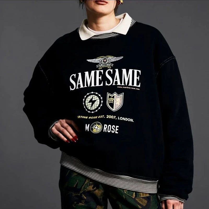 الكلاسيكية خطابات شعار طباعة مارتين روز بلوزات الرجال النساء أفضل نوعية القطن المتضخم الربط التلبيب حواف البلوفرات الجانبية