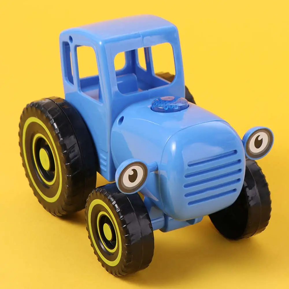Mini trator azul com luz musical, desenho animado, aprendizagem precoce, carro deslizante, agricultor, diversão, 15 músicas, modelo de carro musical para crianças