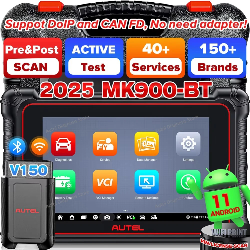 Autel MaxiCOM MK900-BT Car Diagnostic Tools MK900BT Bluetooth OBD2 Scanner CANFD DoIP Full Bi-directional Diagnostics Scan Tool