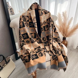 2024 New Pamwallymensa Women's Scarf Winter Luxury Brand Tippet Scarves for Ladies Plaid Shawls Warm British Style Thicken Man