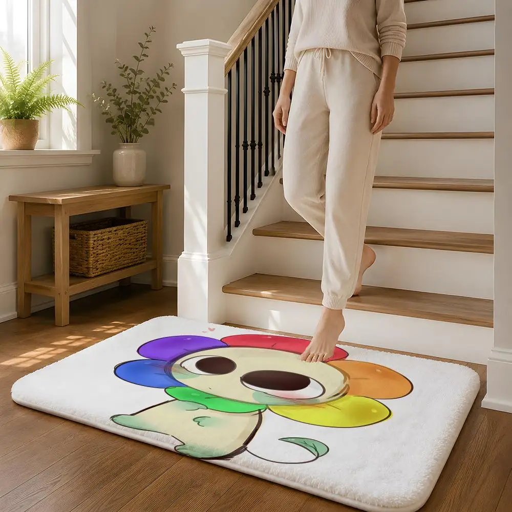 Game D-Dandys World Floor Mat Flannel Rug Non Slip Absorbent Soft Washable For Entryway Hallway Bathroom Kitchen Decor