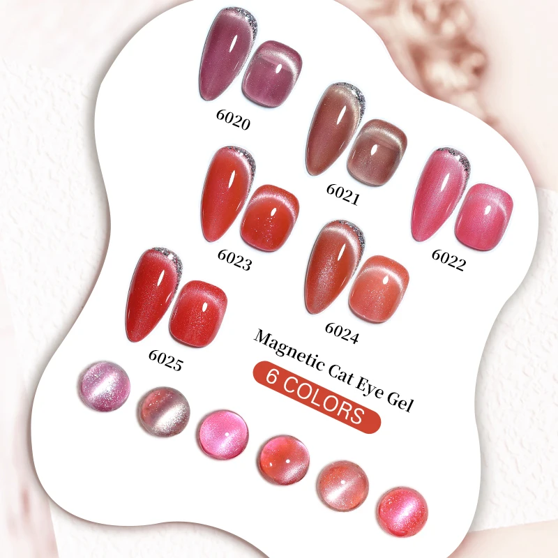 Arte Clavo 6 Farben Rot Reflektierende Magnetische Cat Eye Nagel Gel Nagellack Glitter Broken Diamond UV Soak Off Gel Lack Für Nagel Kunst