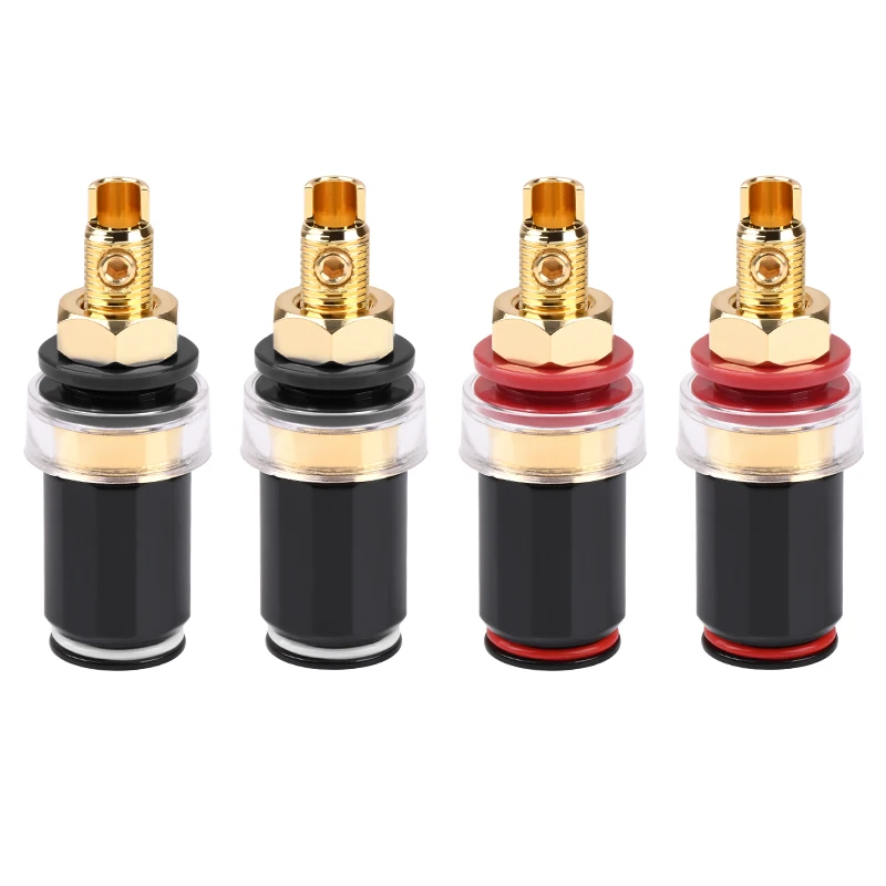 ATAUDIO 4-teiliger HiFi-Anschlussstecker, reines Kupfer, vergoldet, Anschlussbuchse, Bananen-Lautsprecher-Stecker, Buchse für Verstärker