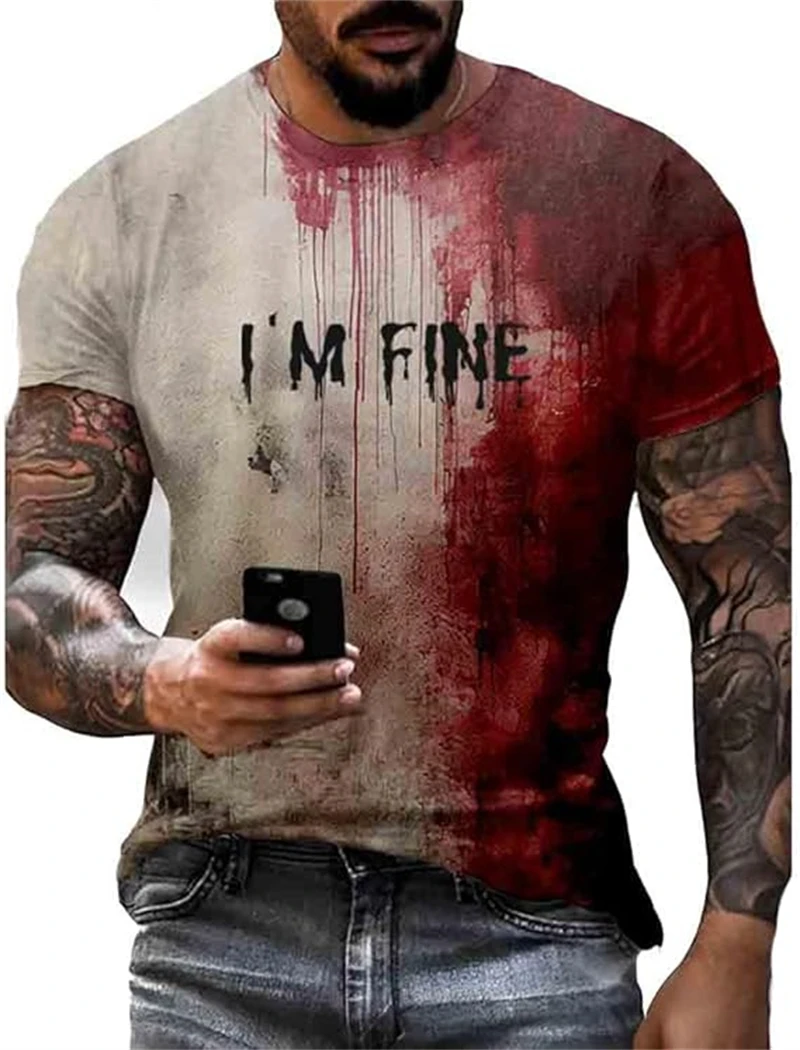 3D Printed Horror Bloody T Shirt 2025 Mens Casual Fashion Street Short Sleeve TShirt Mens Designer Clothes Woman O-neck Tee Tops image 3