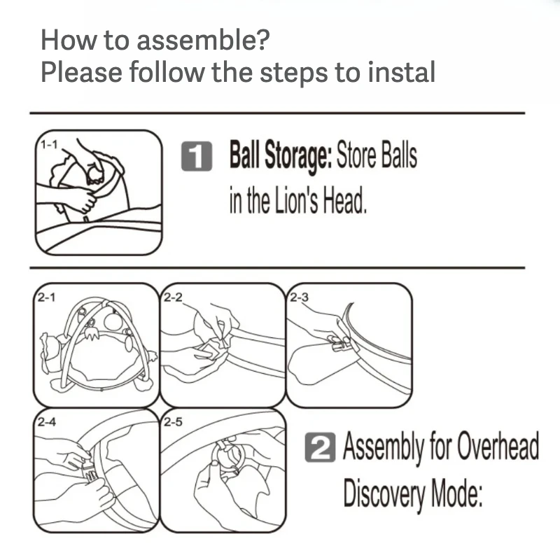 سجادة لياقة بدنية للأطفال 3 في 1 مجهزة بـ 18 كرة سجادة زحف على شكل حيوانات كرتونية مع حوض سباحة على شكل كرة أوشن، مركز أنشطة اللعب التعليمي #5