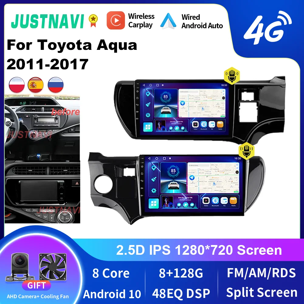 JUSTNAVI Android Stereo Car Radio For Toyota Aqua 2011-2017 Multimedia Autoradio Navigation GPS Video DSP Player Head Unit 2DIN