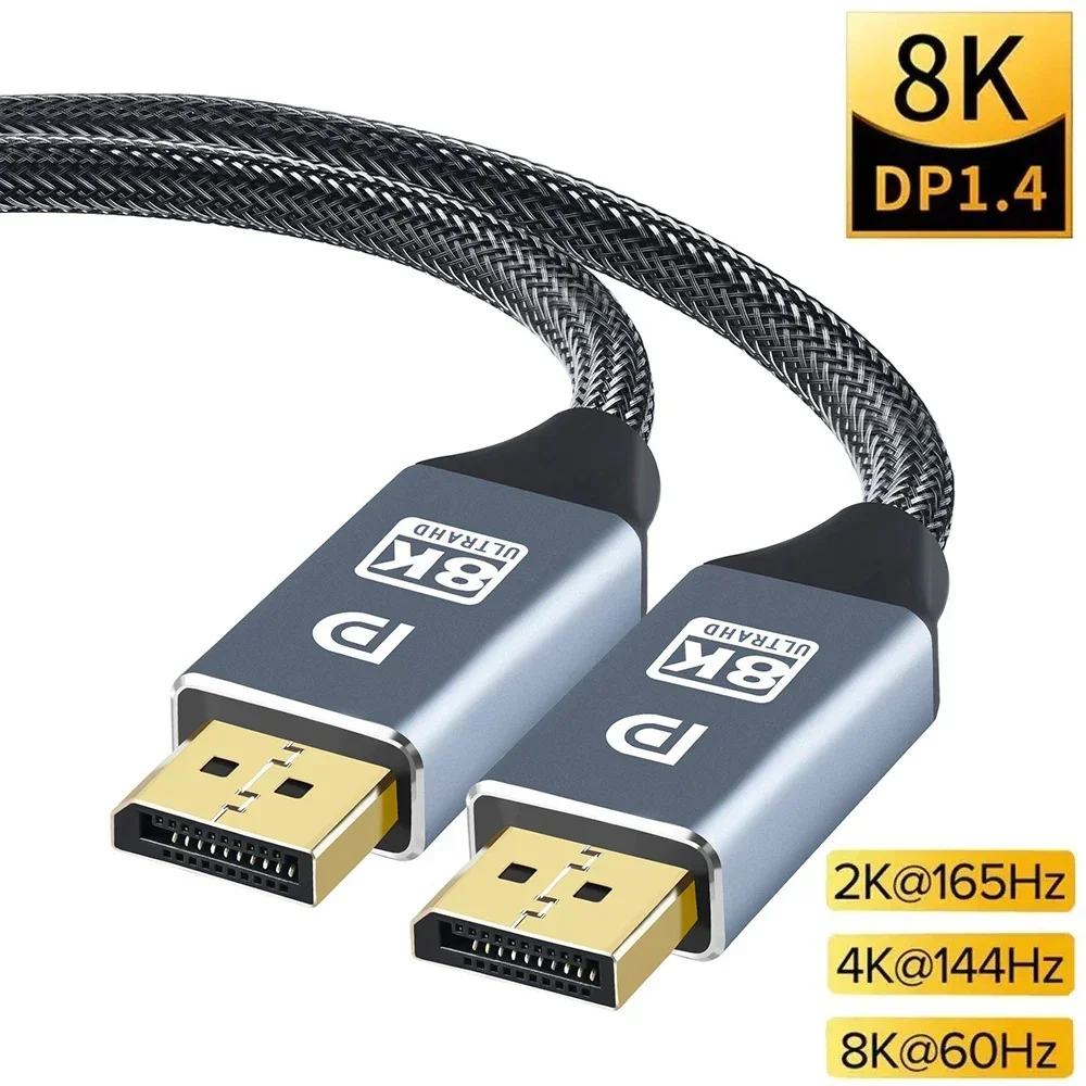 DisplayPort Cable DP 240Hz Cable DP1.4 8K 4K 144Hz 165Hz Display Port Cord Adapter For Video PC Laptop TV 8K Display Port Cable