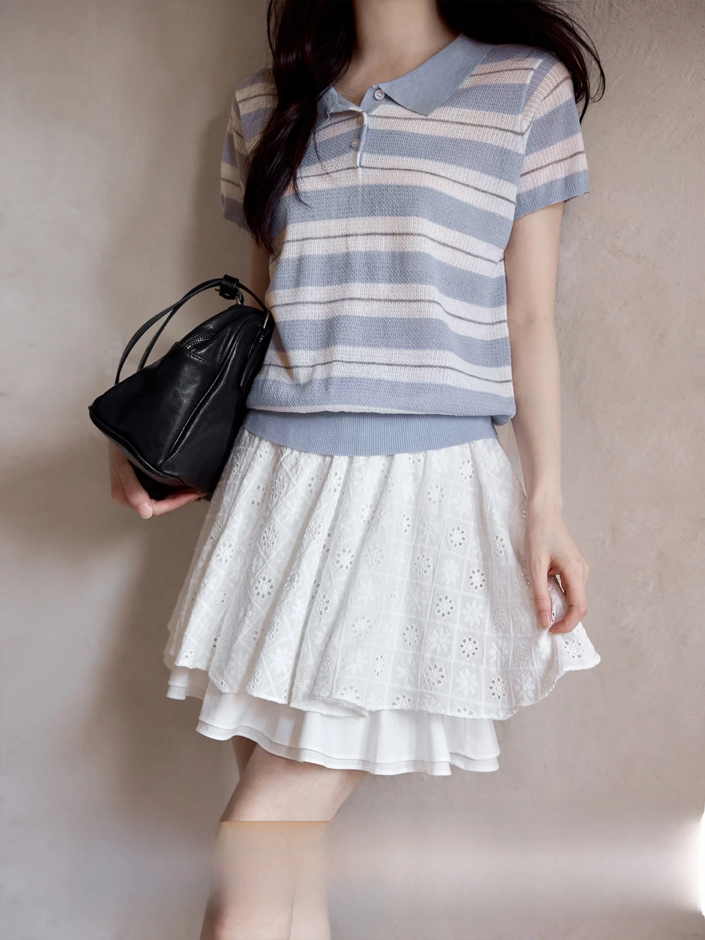 

Summer 2026 New High Waist A-Line Skirt Puffy White Cake Skirt Korean Style Commute Simple Cotton Loose Fit B0102026