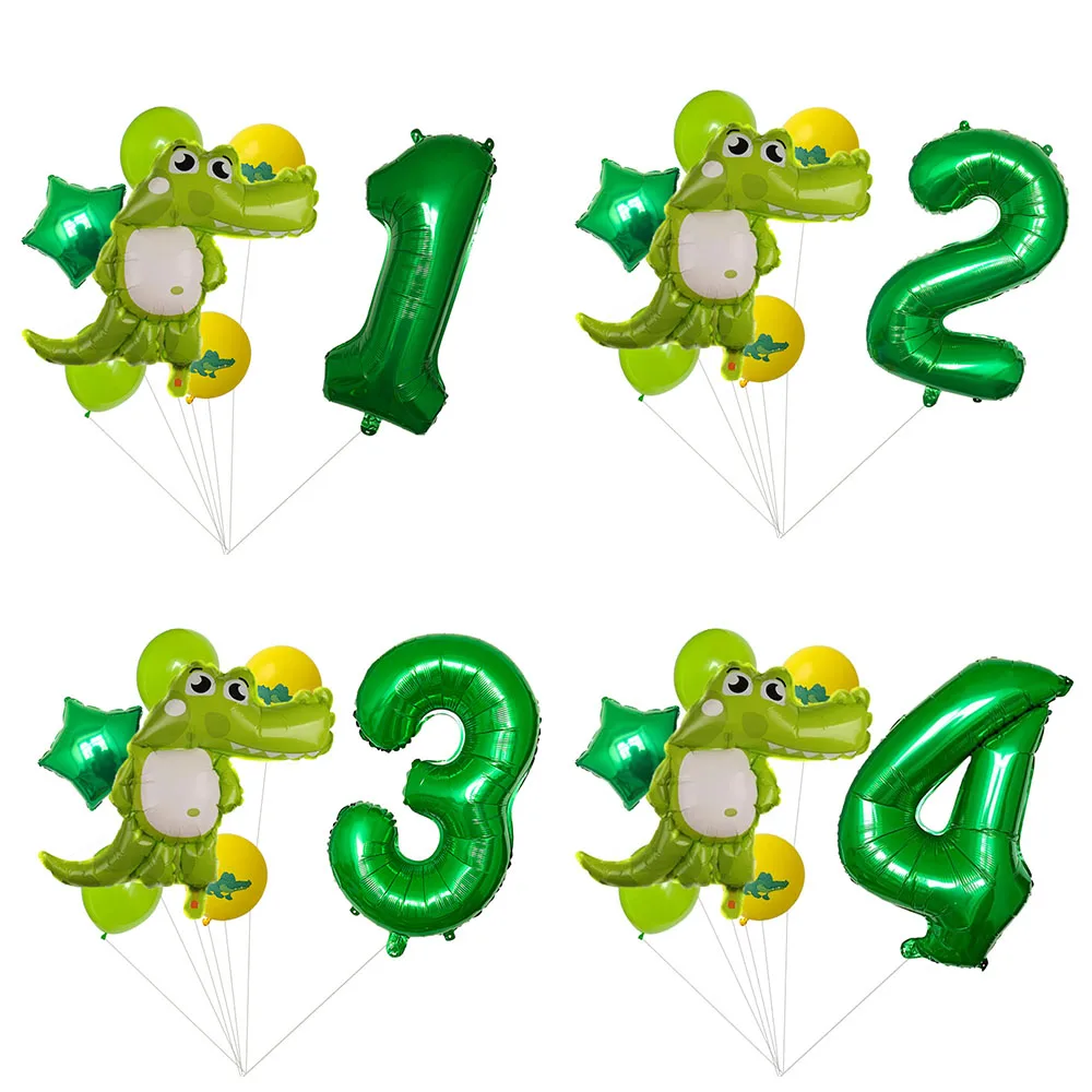 7 قطعة/الوحدة 32 بوصة الأخضر عدد التمساح الكرتون الحيوان احباط بالونات اللاتكس بالونات حفلة عيد ميلاد سعيد زينة الاطفال اللعب