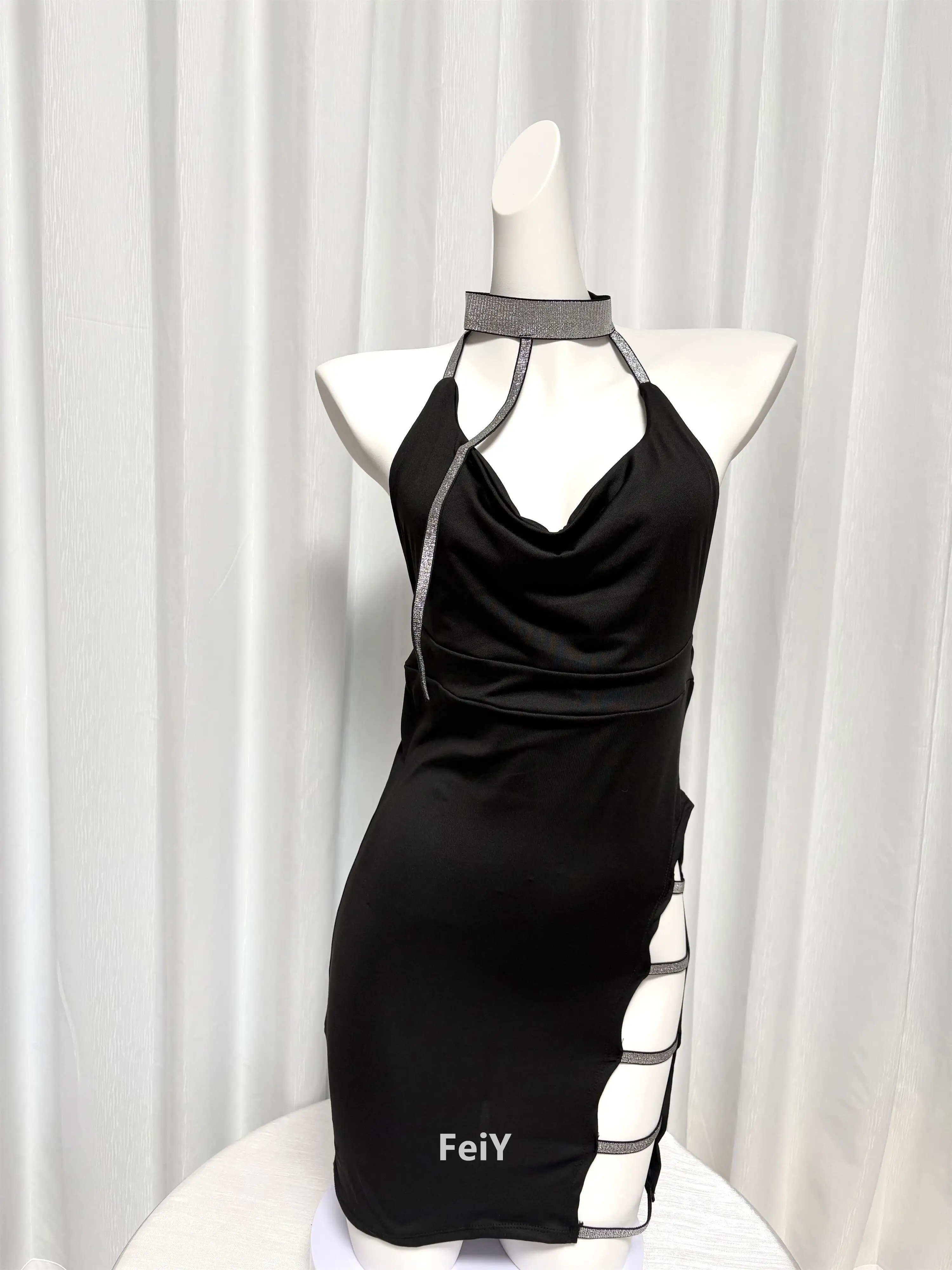 

Sexy clothes women lingerie Black Halterneck Nightclub Erotic lingerie XXX Nightdress Secretary Uniform Set sexy dress hot