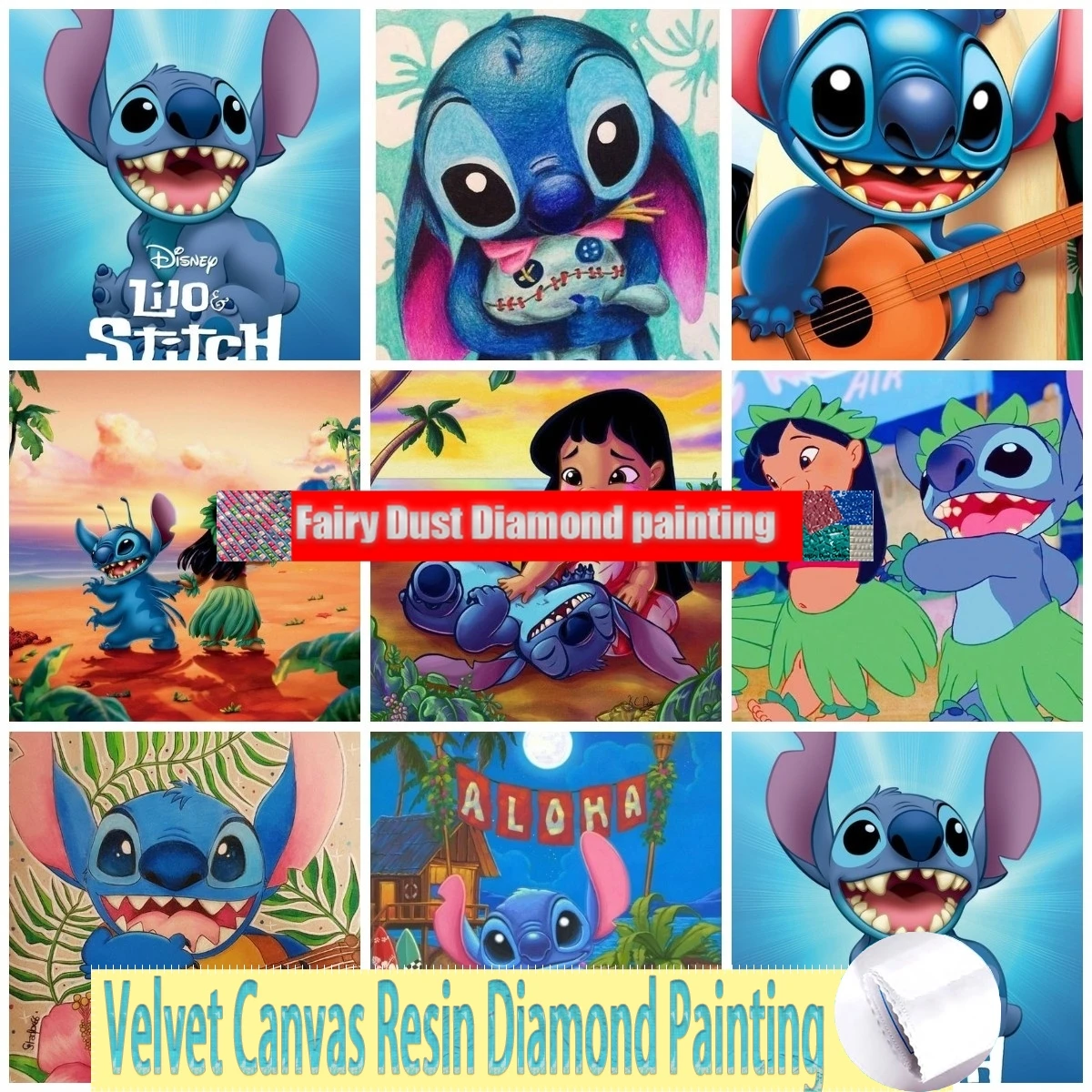 Disney Lilo And Stitch 5D DIY Fairy Dust Resin Diamond Painting Cartoon Mosaic Embroidery Art Cross Stitch Kit Home Decor