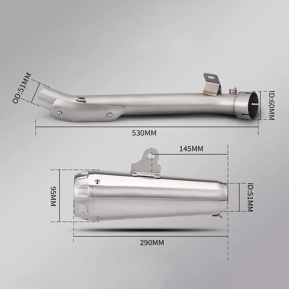 For Suzuki GSXR GSX-R 1000 07-11 GSXR1000 GSX-R1000 K7-K11 Motorcycle Exhaust Mid Link Pipe Escape Slip-On With Silvery Muffler - Image 2