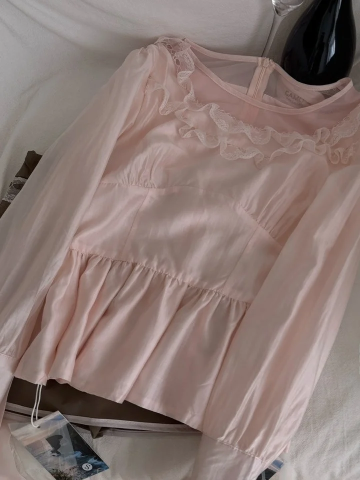 Ele Long Sve Spitze Patchwork Hohe Taille Damen IRT Und Rock Set Schlankheitseffekt Herbst Faion Sanfter Wind