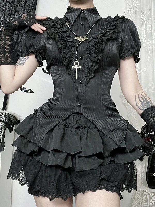 

Wannathis Gothic Sle Bla Puffy ort Skirt loween Costume with Lace High Waist Slim Fit Polyester Fiber for Women