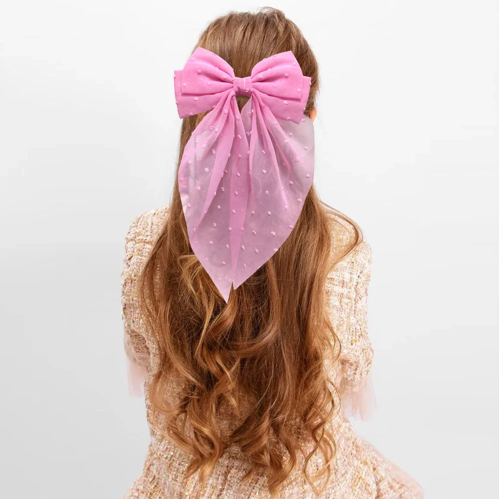 8Colors Elegant Bow Ribbon Hair Clip Women  Solid Satin Spring Clip Ponytail Bow Fashion Simple Hairpin Girls Hair Accessories