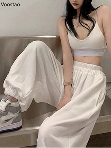 Women Chic White Jogging Sweatpants Korean Fashion Sports Pants Casual Harajuku Wide Joggers Trousers Female Ankle-length Pants 10 best sales mecool i - №7