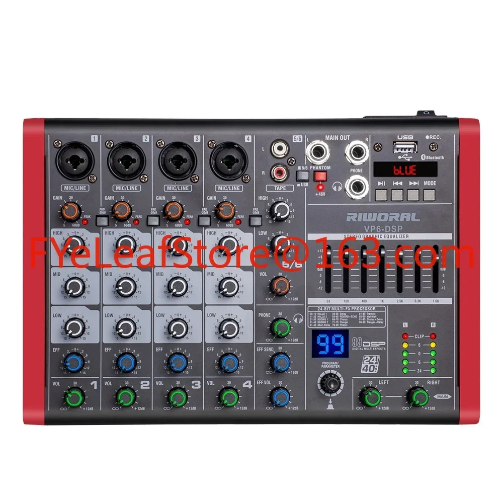 VP6 Pro Audio Mixer Multi-Effect DSP Blueteath Studio DJ Mix