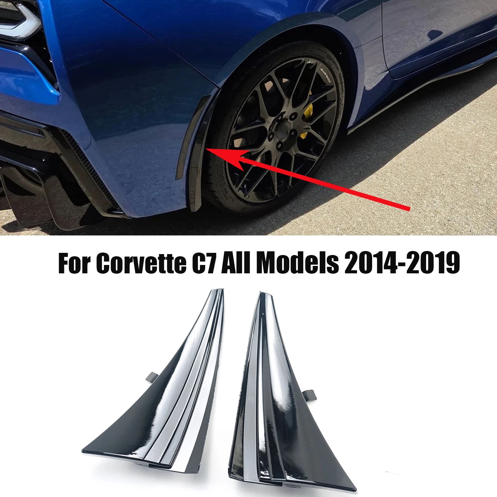 

For 2014-2019 Chevrolet Corvette C7 All Models Replacement Extended Front Rear Wheel Rock Guards Splash Mud Flaps Fender A Pair