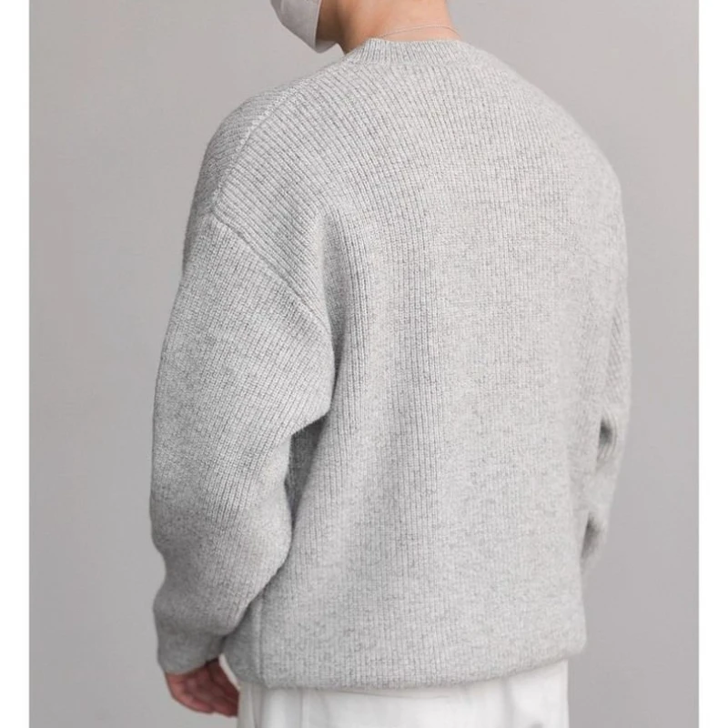 Cleanfit Style ​​Men's Vintage Henley Neck Knit Sweater - Light Gray (M-2XL) | Soft Brushed Fabric | Relaxed Fit Loungewear​​
