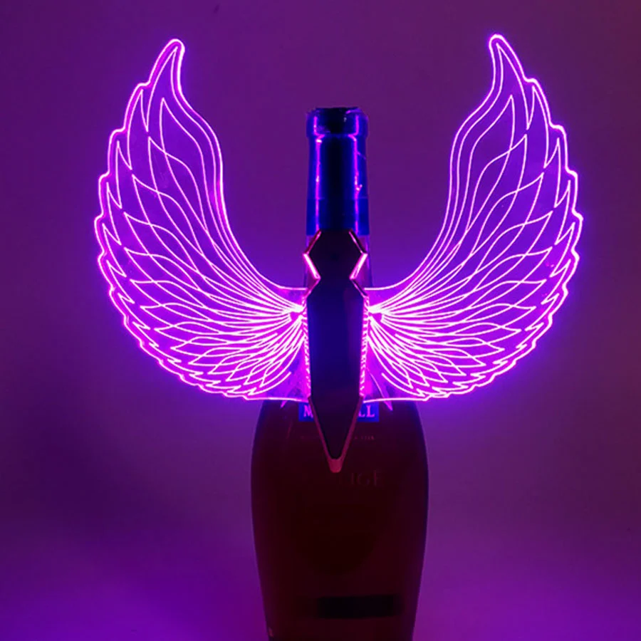 Imagem -02 - Rgb Led Butterfly Angel Wings Champagne Garrafa Recarregável Sparkler Light Apresentador para Bar Decor