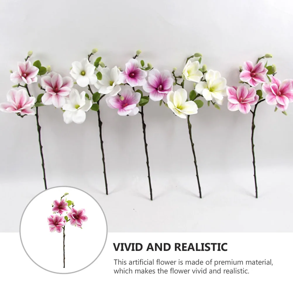 

1pc Artificial Magnolia Home Decoration Flower Arrangement Fake Flower Decor For Living Room Bedroom Wedding Garden