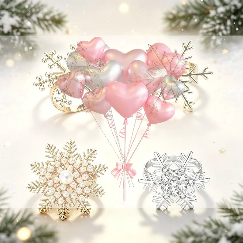1Pcs Dinner Napkin Rings Holder Silver/Gold Snowflake Napkin Rings For Christmas Holiday New Year Wedding Party Table Decoratio
