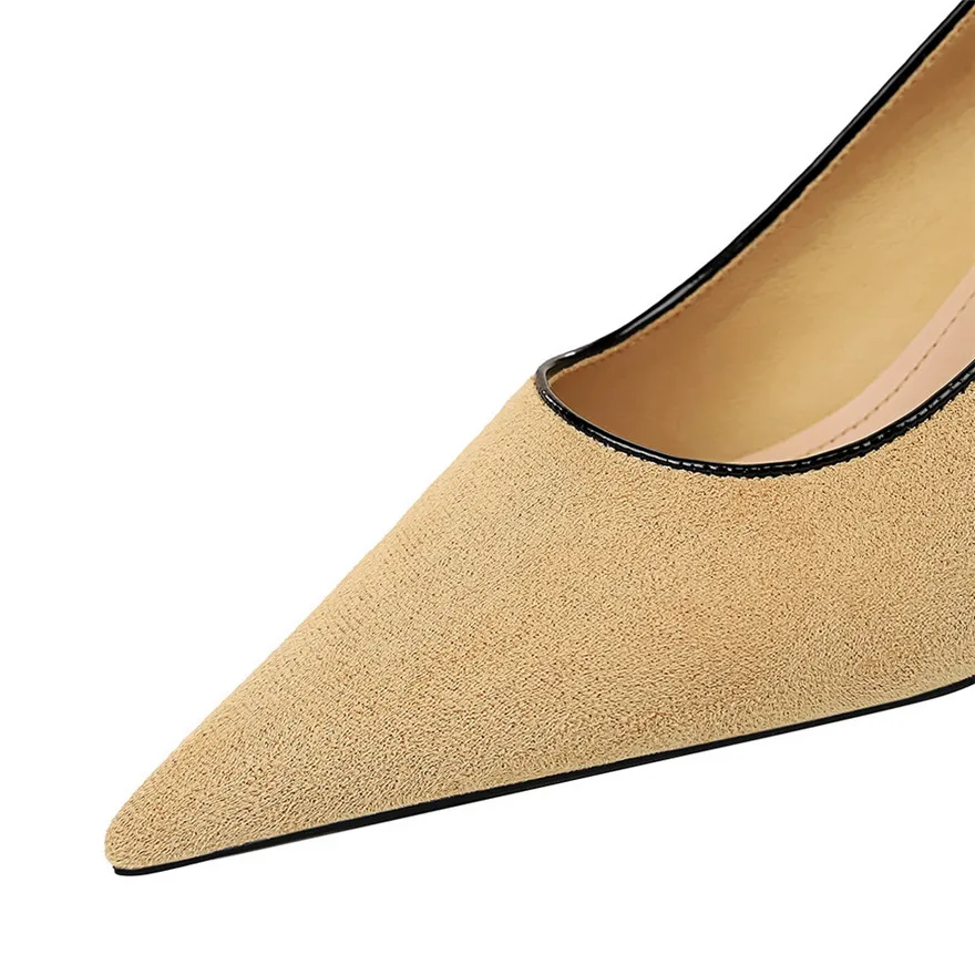 5.5/8/9.5 سنتيمتر عالية الكعب موضة النساء مضخات الخريف الصلبة قطيع مدبب تو الإناث الحلو فراشة عقدة فستان الضحلة أحذية الزفاف #5