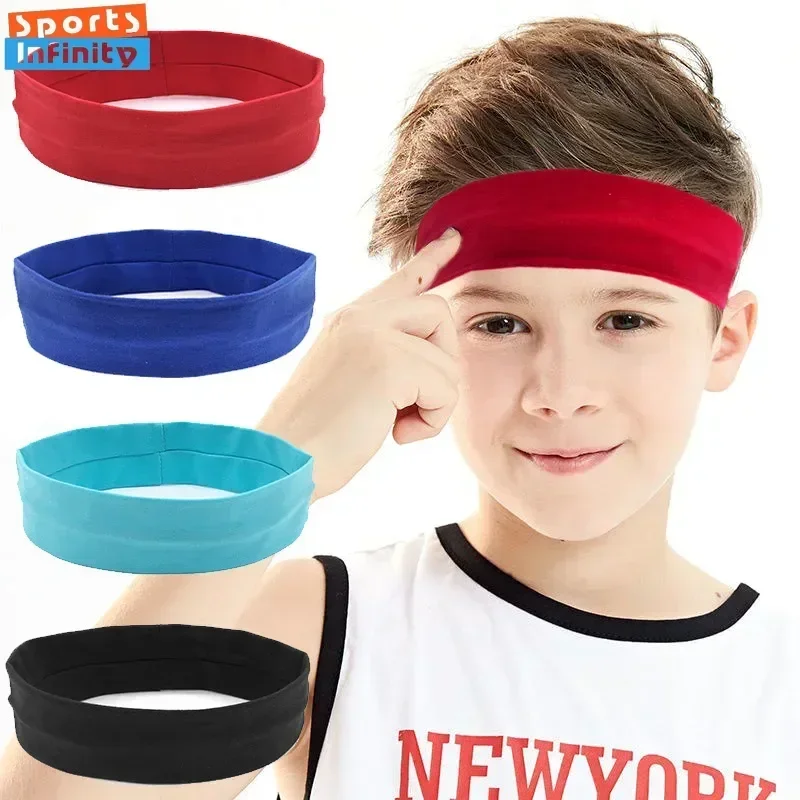 Cotton Elastic Children's Headband Girls and Boys Sweat Absorbing Sports Headband Teens Anti Sweat Hair Bands Athletic Headwear