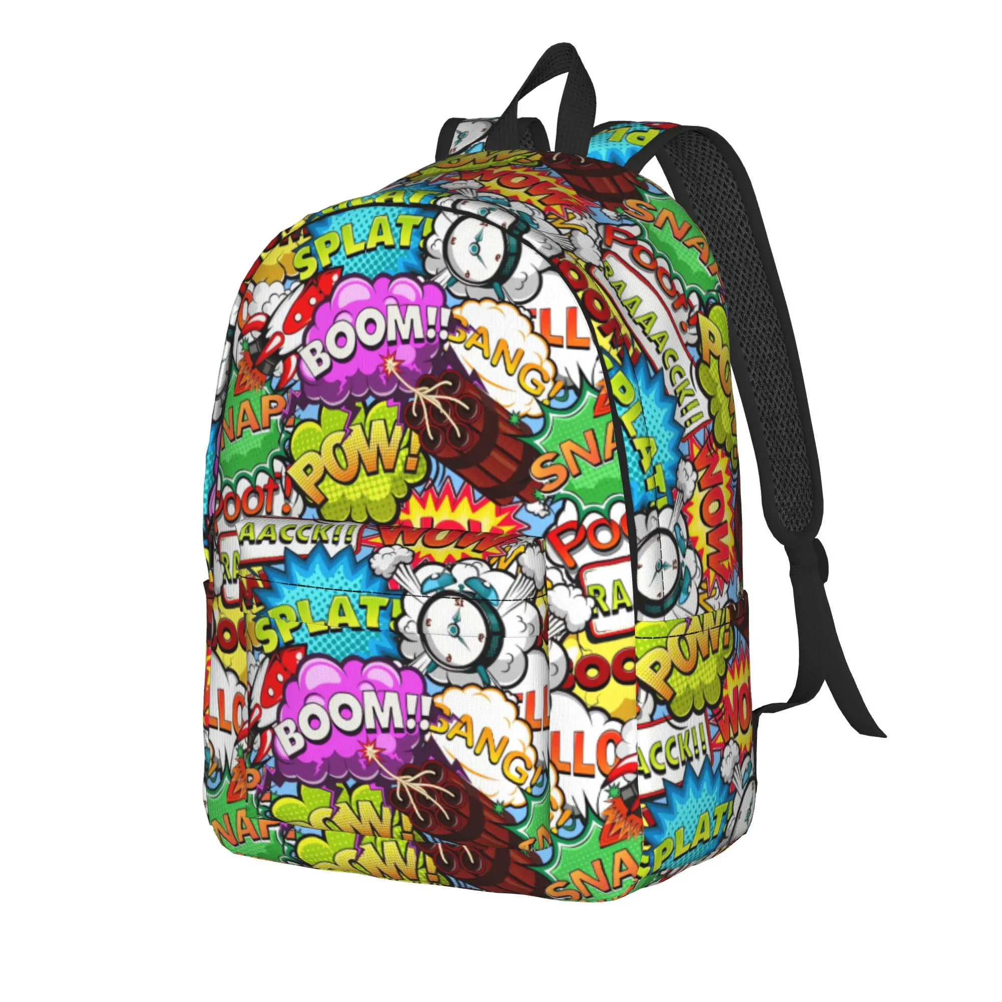 Comic Speech Bubbles   ()(7) Backpack  Teen Polyester Trekking Backpacks Breathable Kawaii High School Bags Rucksack