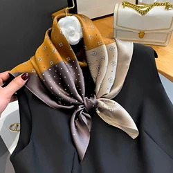 Luxury Brand Faux Diamond Polka Dot Square Scarf Elegant Imitation Silk Shawl Casual Decoration Headscarf Small Neck Scarf