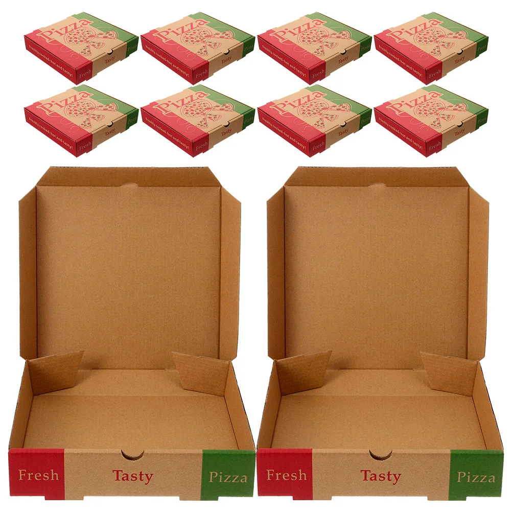 10 Pcs Pizza Box Boxes Practical Take Out Container Wake up Wrapping Case Portable & Savers Paper Party Favor Travel