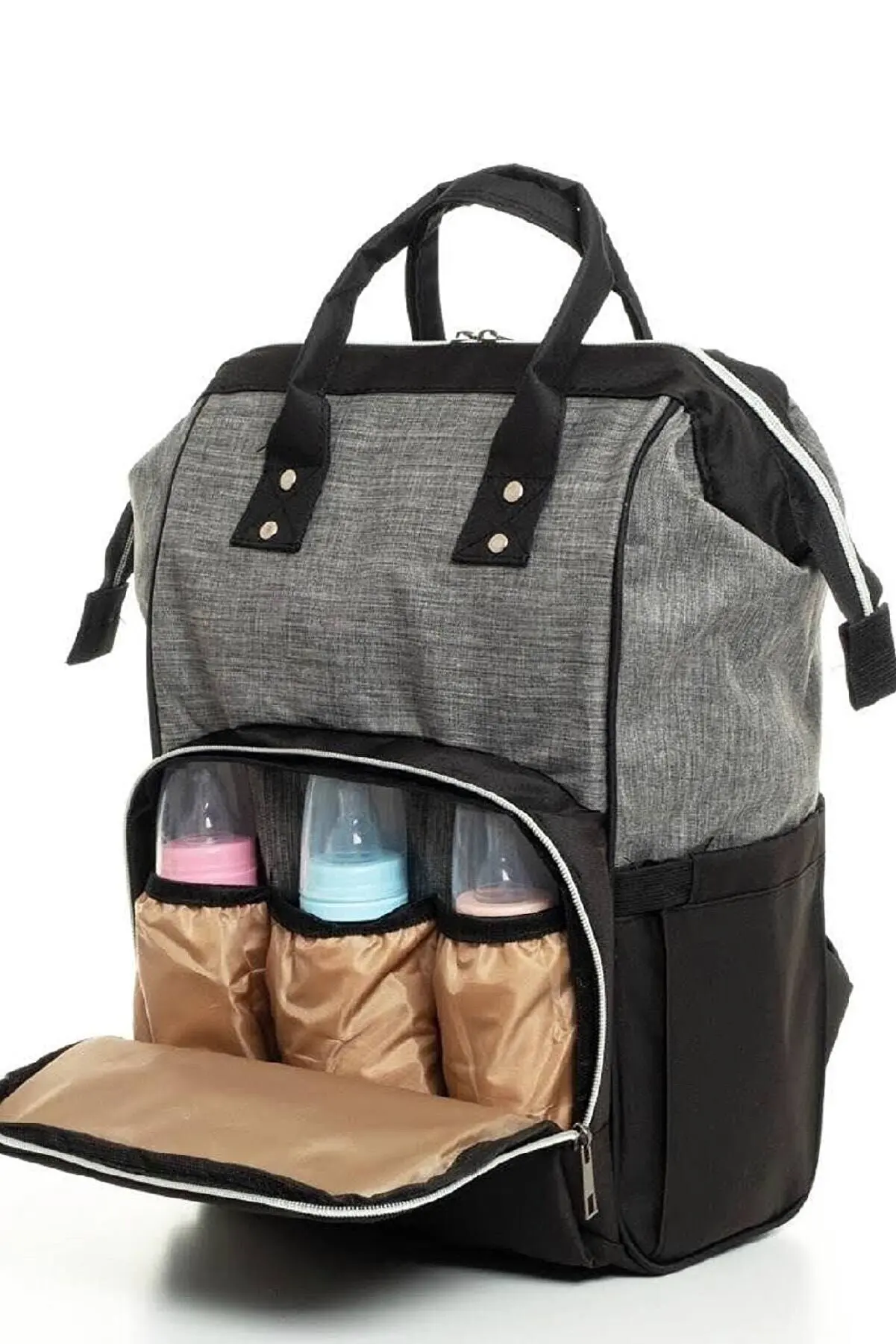 Lily Frauen Mutter Baby Pflege Rucksack Baby Flasche Thermos Flüssigkeit Beweis Kinderwagen Mit Strap Gerät Schwarz Grau Gestreiften